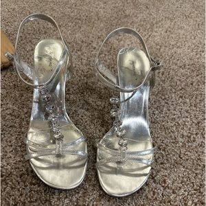 Silver heels size 8